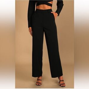 NWT Lulus Black High-Waisted Wide-Leg Trouser PantsLulus size XL